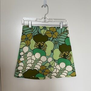 Zara Floral Green A-Line Skirt